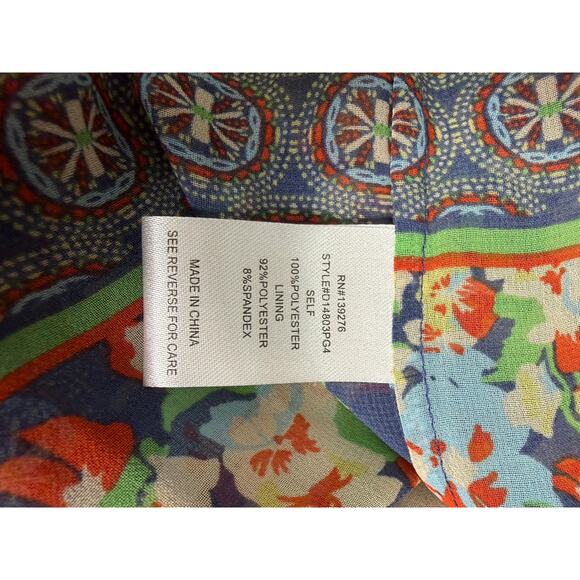 Daniel Rainn Blouse Womens Pullover Floral Roll Tab Sheer Multicolor XL - Picture 5 of 5